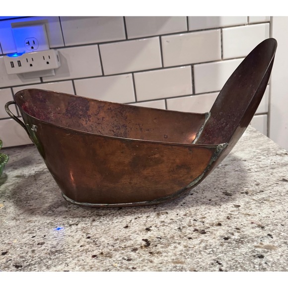 antique Victorian copper helmet coal scuttle